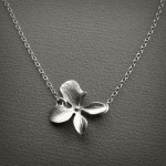 Delicate matte silver orchid necklace by SimplyBrieDesigns on Etsy