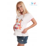 Футболка для беременных и кормящих "Casual" белая с жирафами